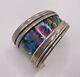 Wonderful Estate Bright Enamel Designer Wyatt Wide Sterling Silver Cuff Bracelet