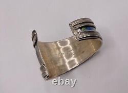 WONDERFUL estate BRIGHT ENAMEL designer WYATT wide STERLING silver CUFF bracelet