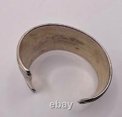 WONDERFUL estate BRIGHT ENAMEL designer WYATT wide STERLING silver CUFF bracelet