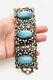 Wide Neiger Bros Czech Blue Spun Glass & Enamel Bracelet Vintage Antique Jewelry