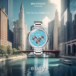 Wolfpoint Fort Dearborn Chicago Blue 316 steel/ BrownStrap/ Sapphire Glass