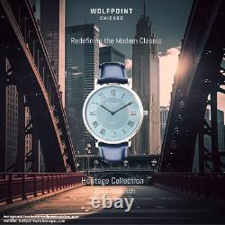 Wolfpoint Watches Heritage- Chicago Blue Horween Leather Strap/ Steel Bracelet