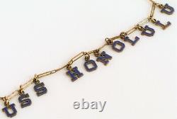 Wwii Era Sweetheart Bracelet Uss Honolulu Hawaii Battleship Navy Blue Enamel