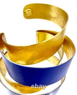Yy Herve Van der Straeten Cuff Wide Wrap Bracelet Blue Enamel French Open